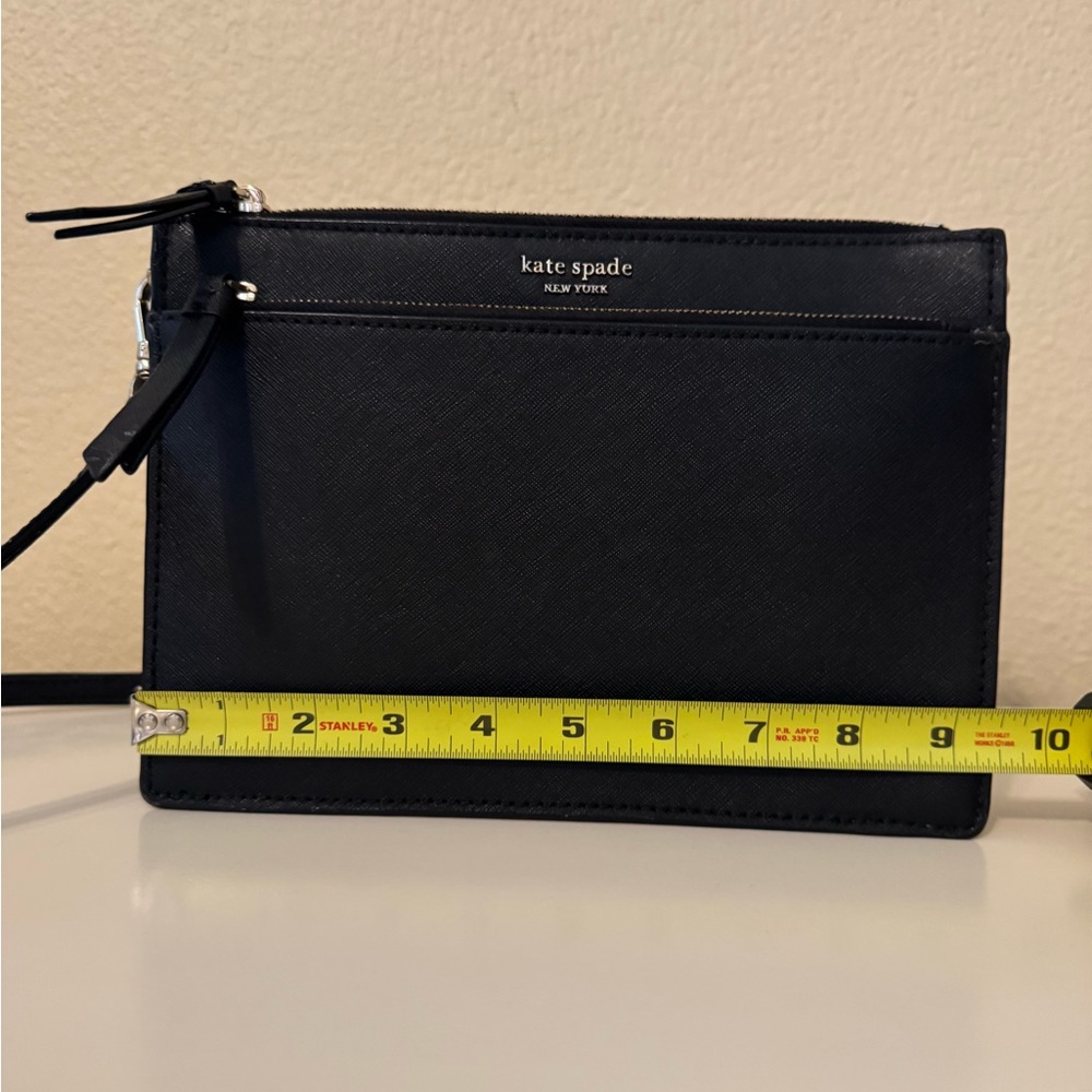 Kate Spade black leather crossbody bag and matching zip coin wallet. - Picture 8 of 9